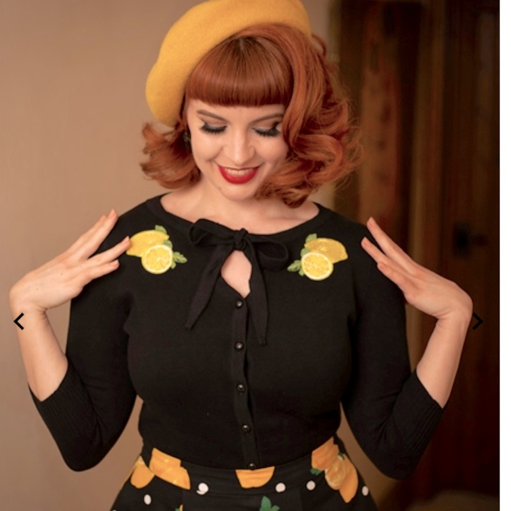 NWT Collectif Charlene Lemons Cropped Cardigan L